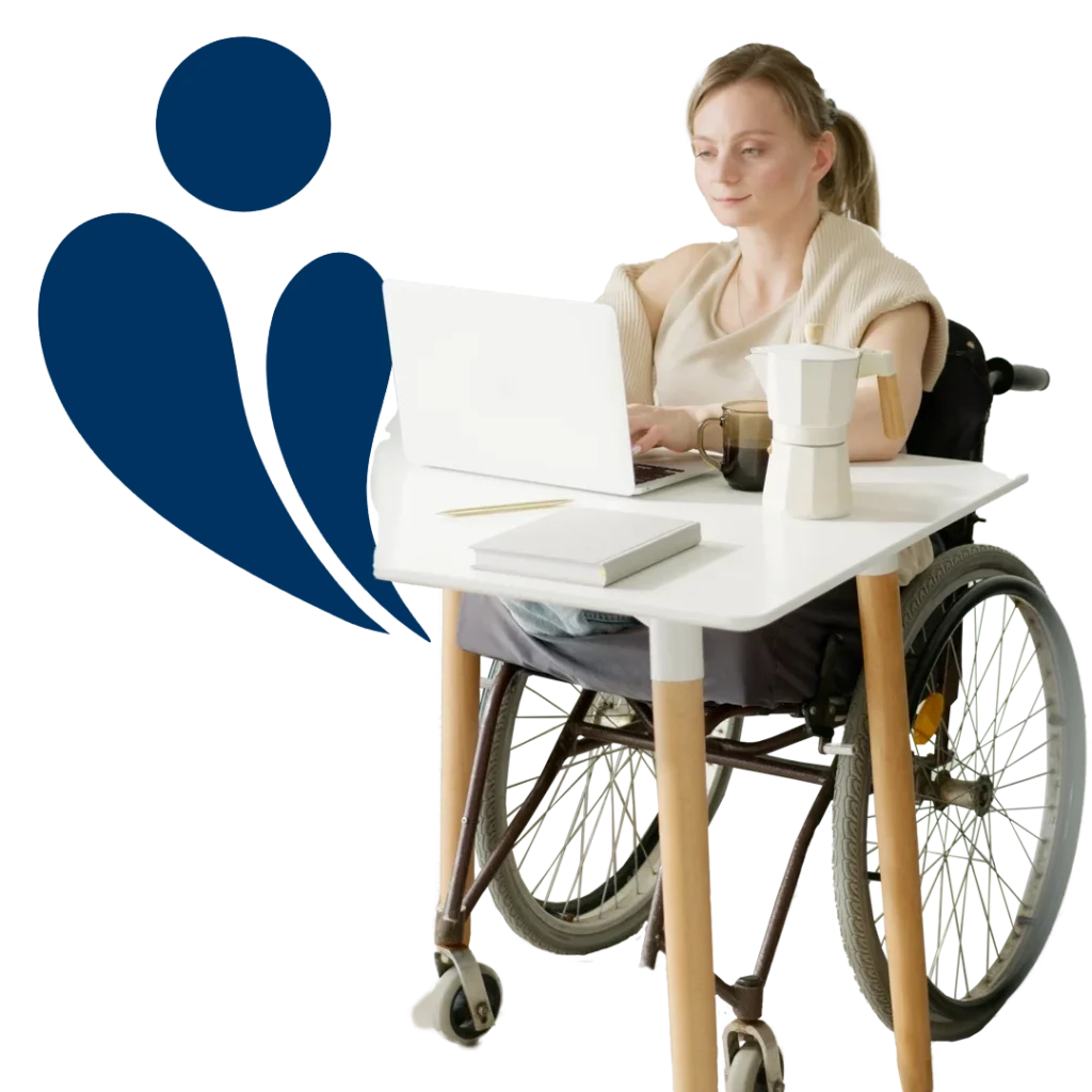 Woman at her desk navigating the NDIS using her laptop