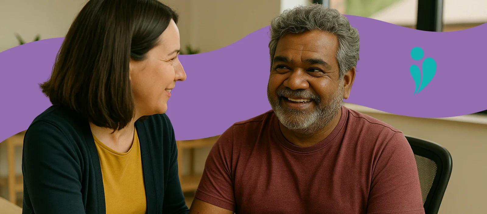 Indigenous australian male participant navigating NDIS policy changes with his support coordinator