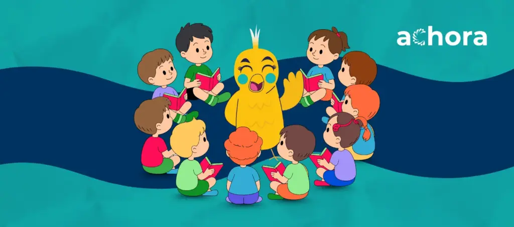 Cora sitting with a group of kids for the Thriving Kids early intervention program